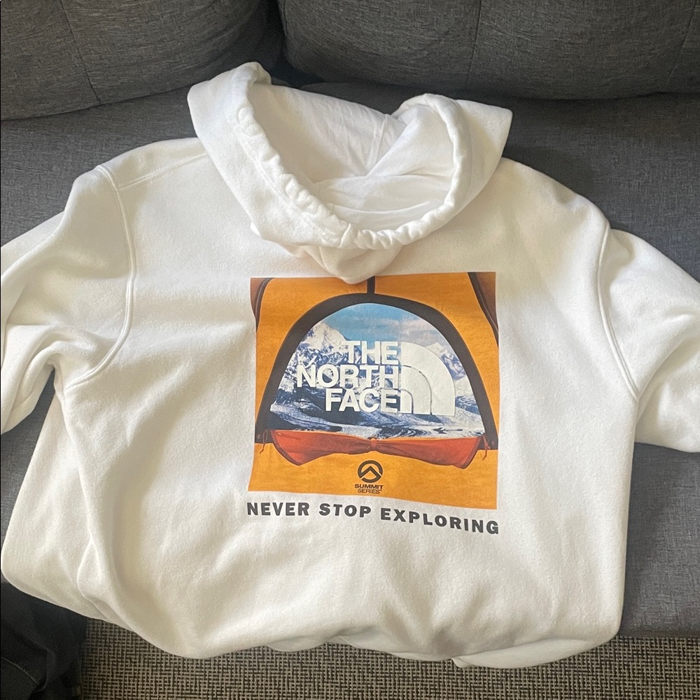The North Face White Hoodie with Graphic Print